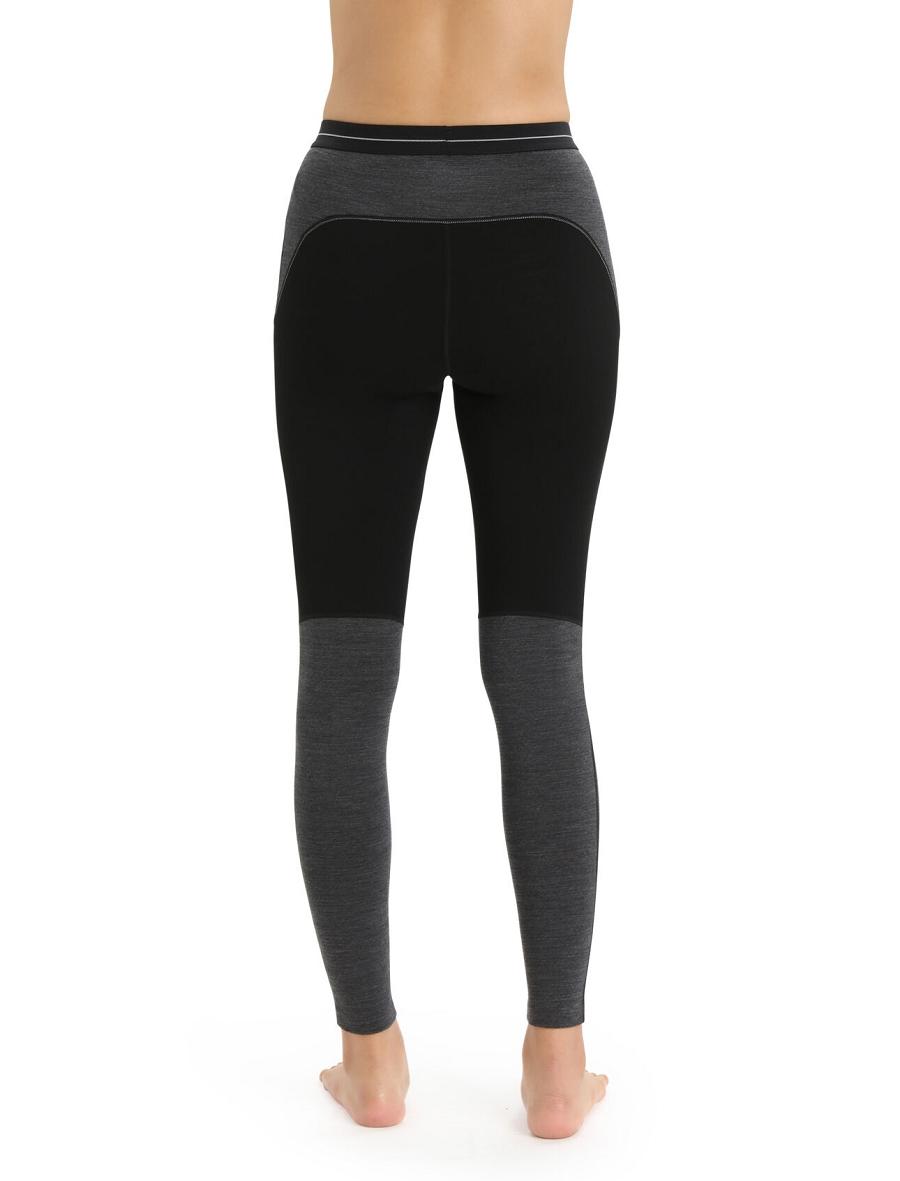 Black / Jet Heather Women's Icebreaker 200 ZoneKnit™ Merino Leggings | USA 1527VRWD